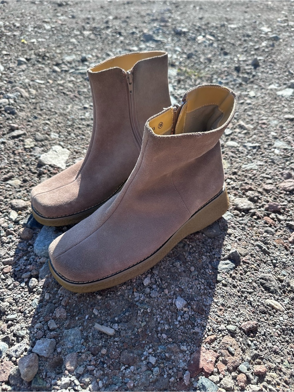 Marina Rinaldi Taupe Suede Ankle Booties